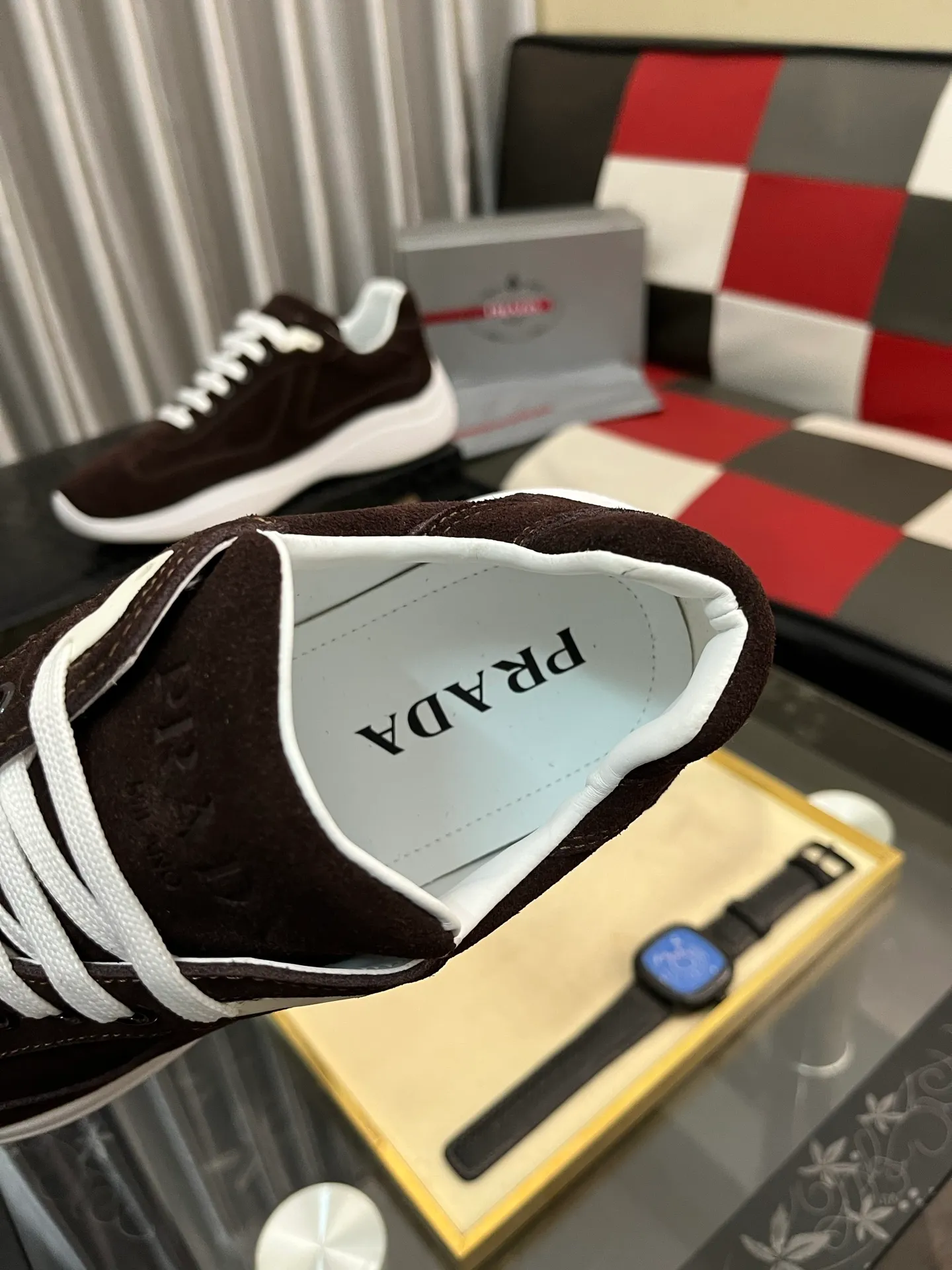 Men's shoes 💰400⌚️⌚️【PRADA】Prada casual shoes, originally developed 1:1, made of high-mercerized cowhide with imported cowhide, silk sheepskin lining, rubber outsole, comfortable and soft on the foot, size: 38-444️⃣Colors available
